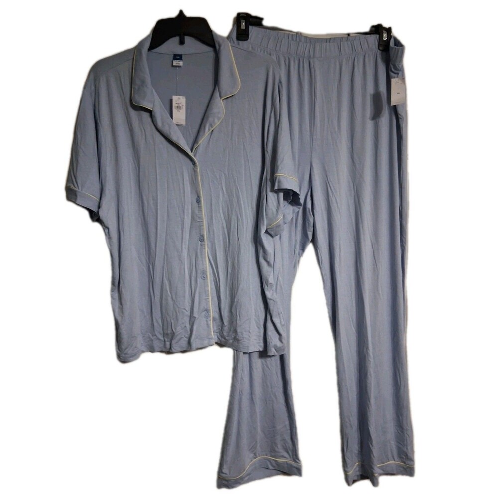 NWT Women's Old Navy Sunday Sleep Knit Jersey Pajama Pant Set Size XXL (20) Blue